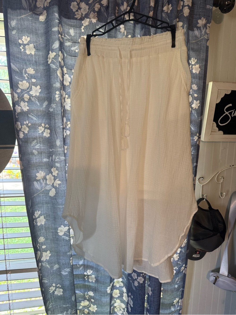 Cupio white cotton waffle material Skirt- summer, beach, pool, cruise size M